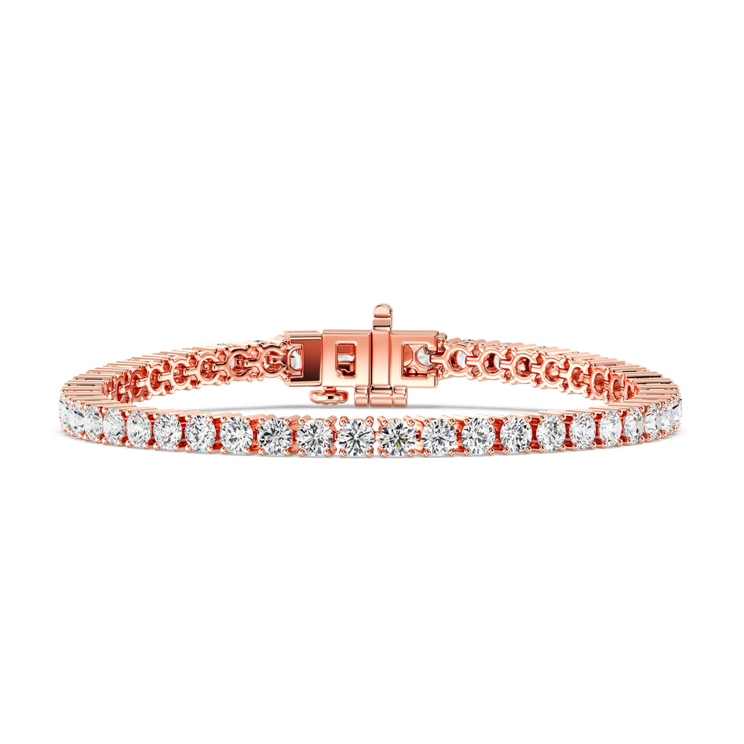 Round Cut Lab Grown Diamond Tennis Bracelet 7.11 Ct in 18K Rose Gold