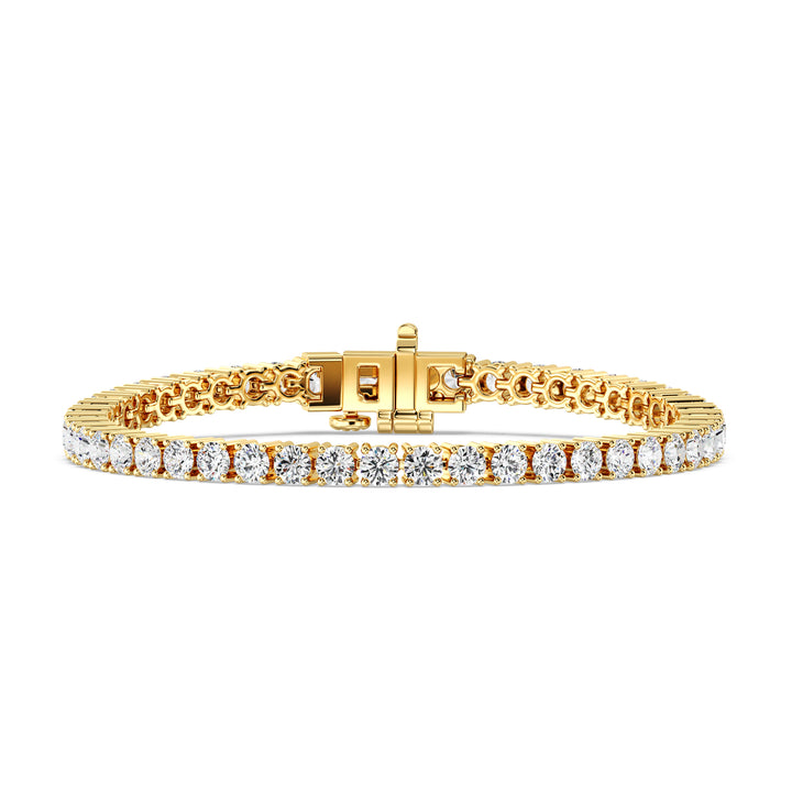 Round Cut Lab Grown Diamond Tennis Bracelet 7.11 Ct in 18K Yellow Gold