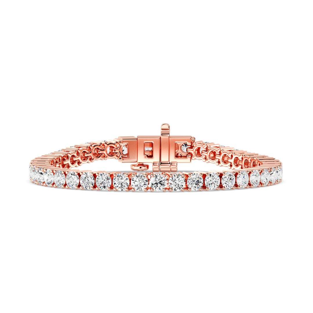 Round Cut Lab Grown Diamond Tennis Bracelet 8.04 Ct in 18K Rose Gold