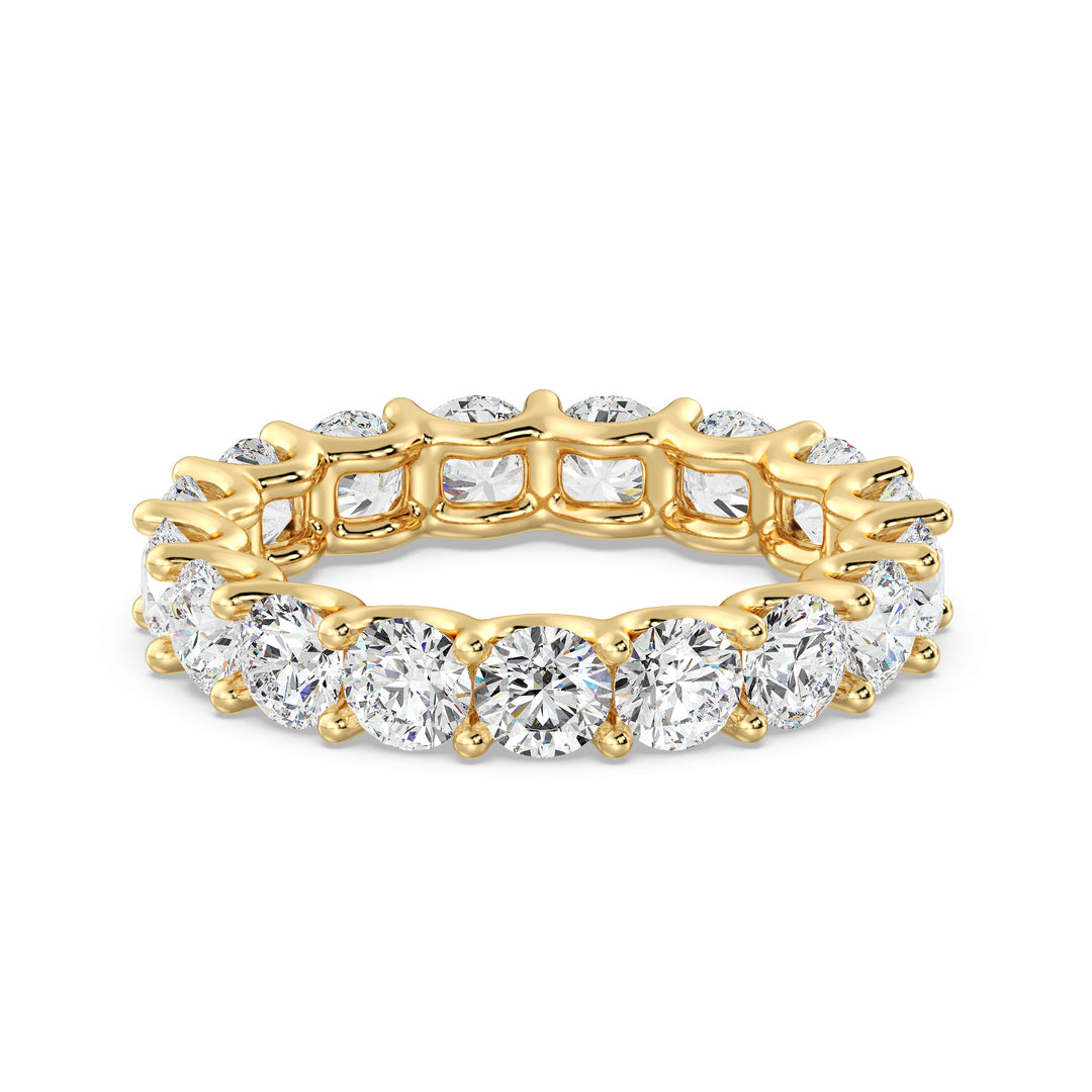 Round Diamond Full Eternity Band with Shared Prong Setting in Yellow Gold