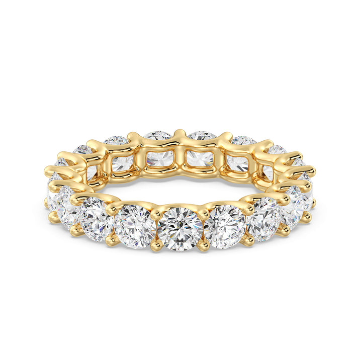 Round Diamond Full Eternity Band with Shared Prong Setting in Yellow Gold