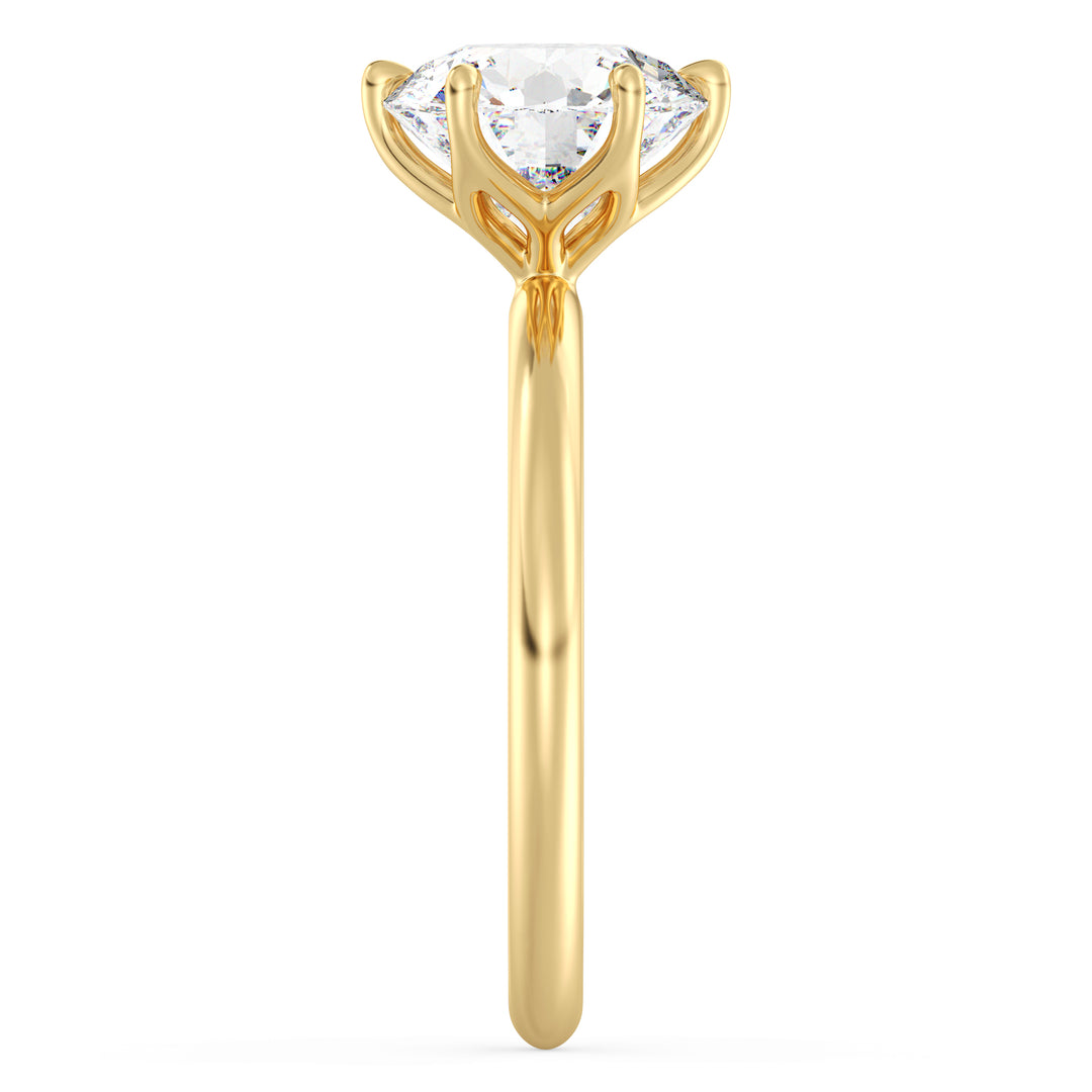 IGI certified round brilliant cut lab grown diamond solitaire ring in BIS hallmarked 18K yellow gold.