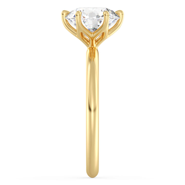 IGI certified round brilliant cut lab grown diamond solitaire ring in BIS hallmarked 18K yellow gold.