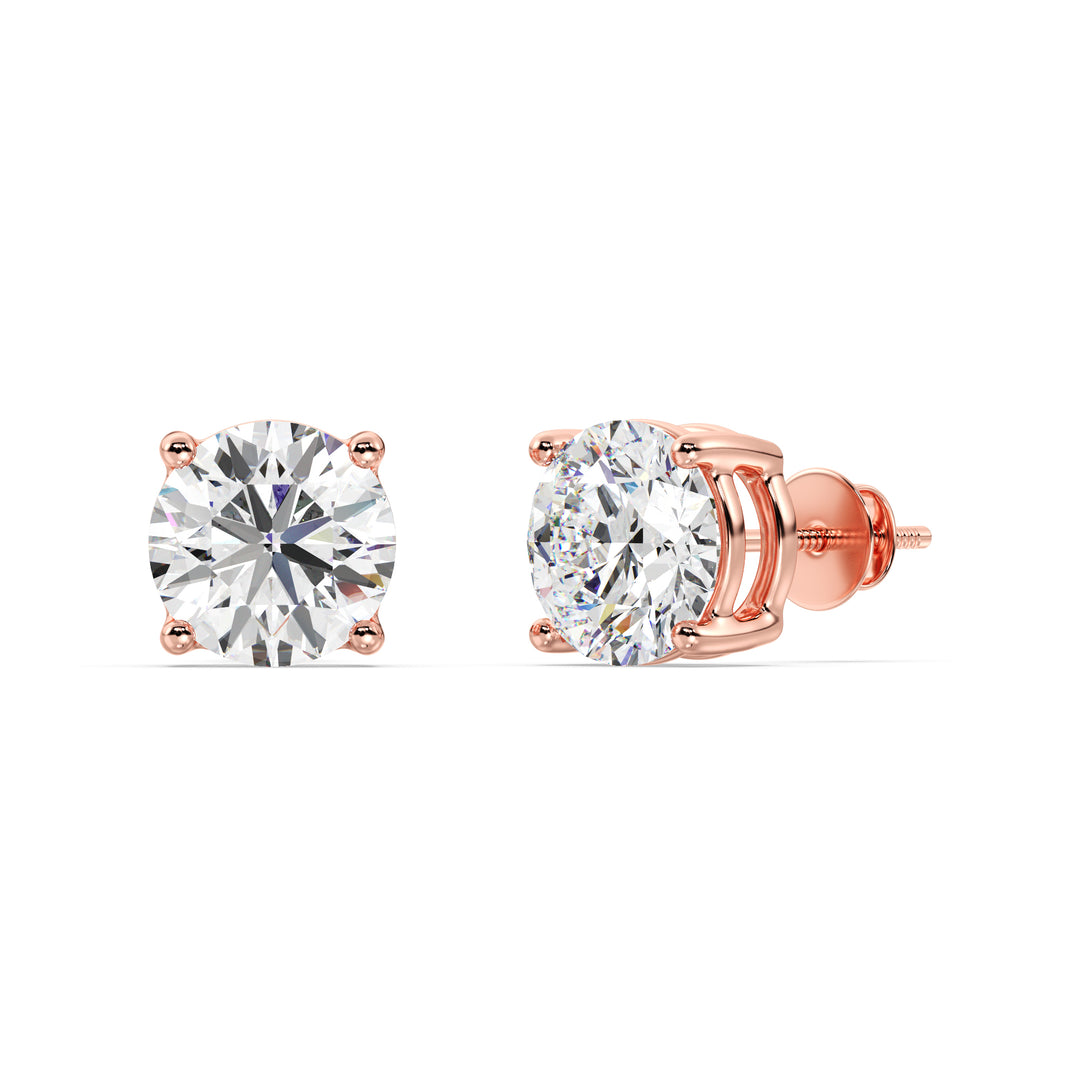 Round Lab Grown Diamond Stud Earrings in 18K Rose Gold