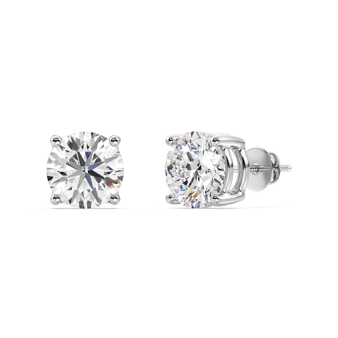 Round Lab Grown Diamond Stud Earrings in 18K White Gold