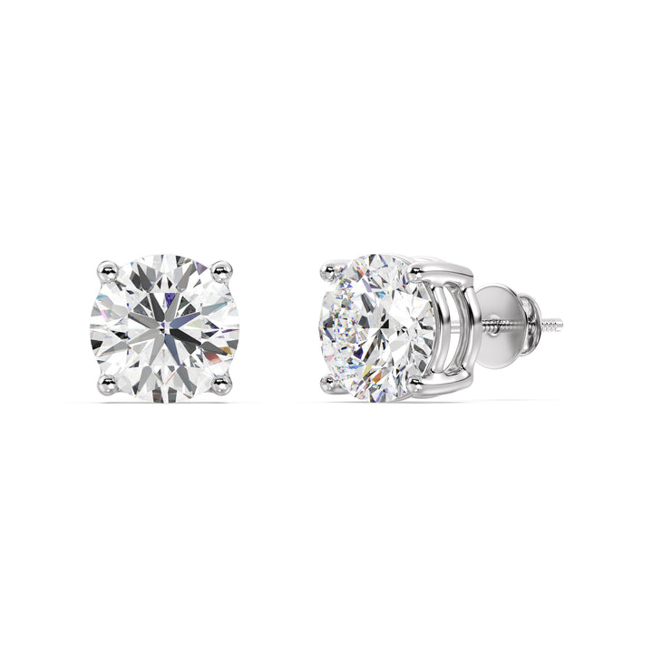 Round Lab Grown Diamond Stud Earrings in 18K White Gold