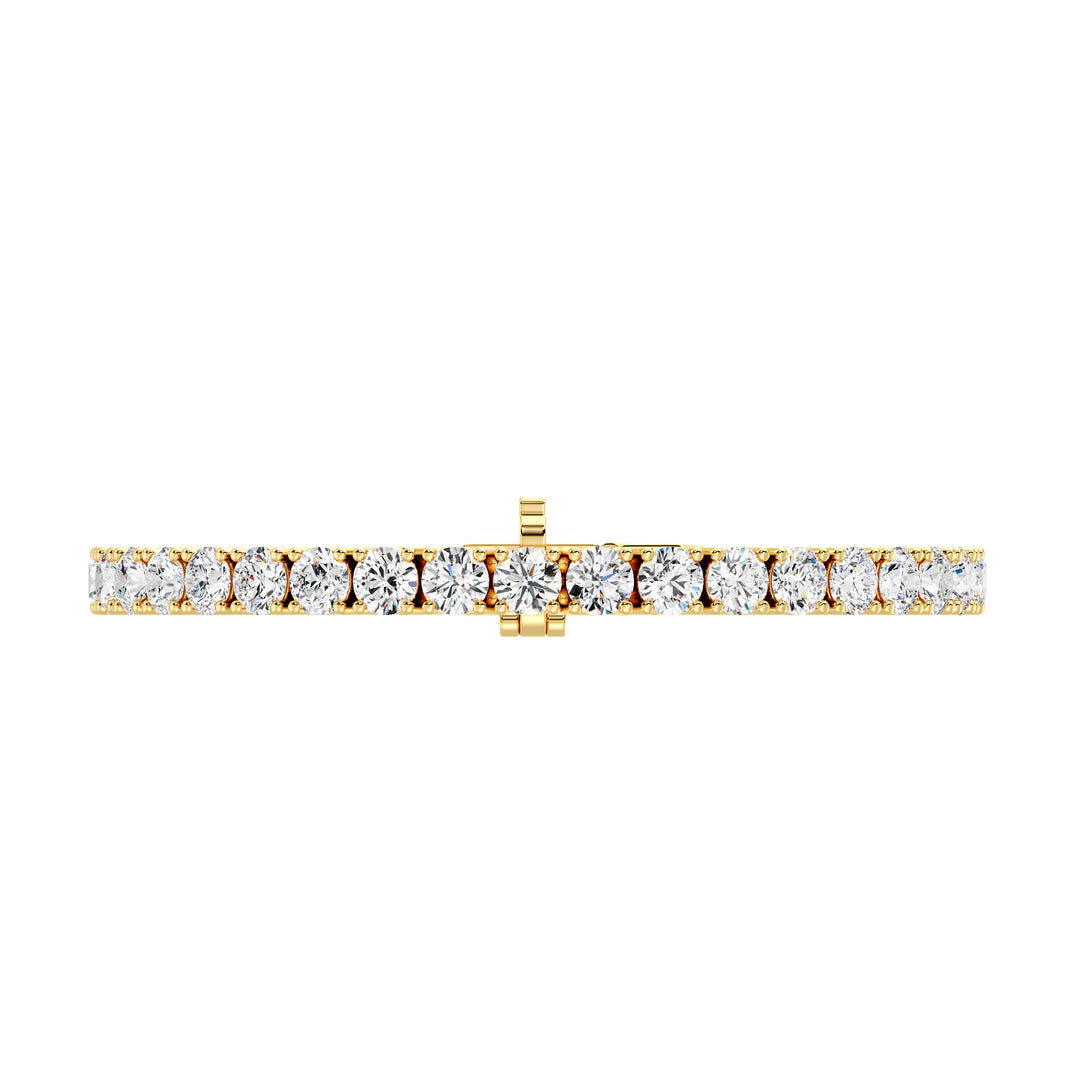 12.30 Carat Round Lab Grown Diamond Tennis Bracelet in 18K Yellow Gold