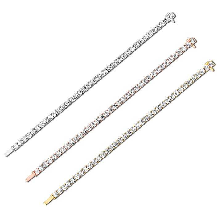 Round Lab Grown Diamond Tennis Bracelet in Yellow Gold White Gold and Rose Gold