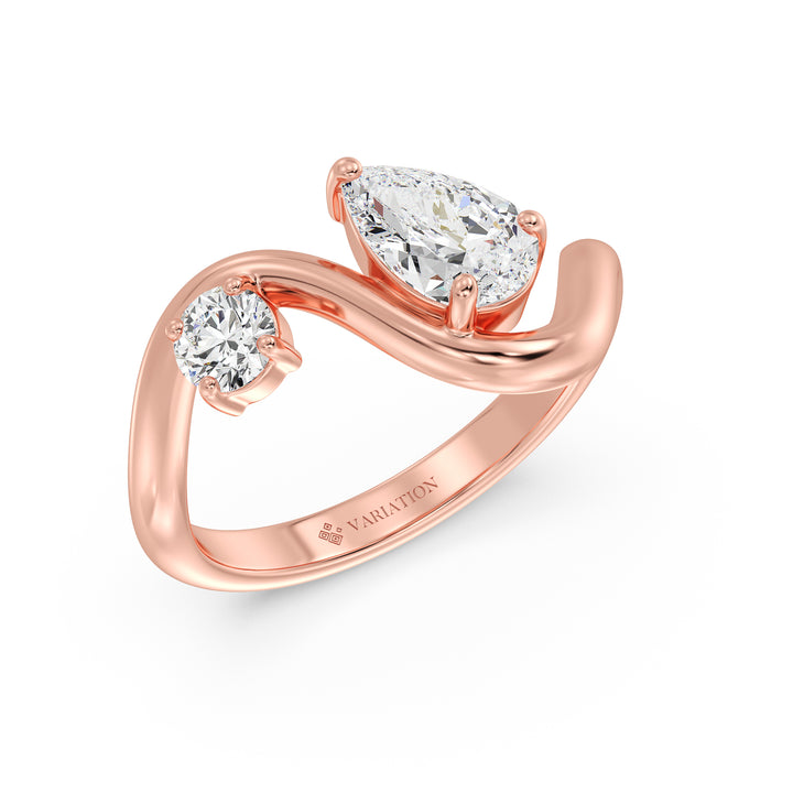 Round and Pear Cut 1.24 Ct Toi et Moi Lab Grown Diamond Ring