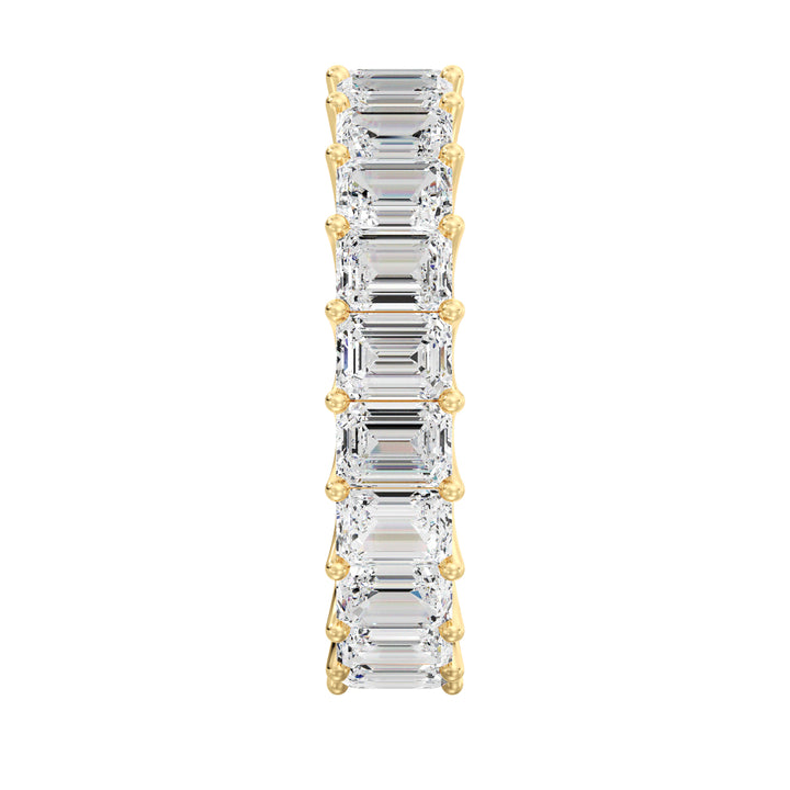 Scalloped Emerald Cut Diamond Eternity Ring in Yellow Gold