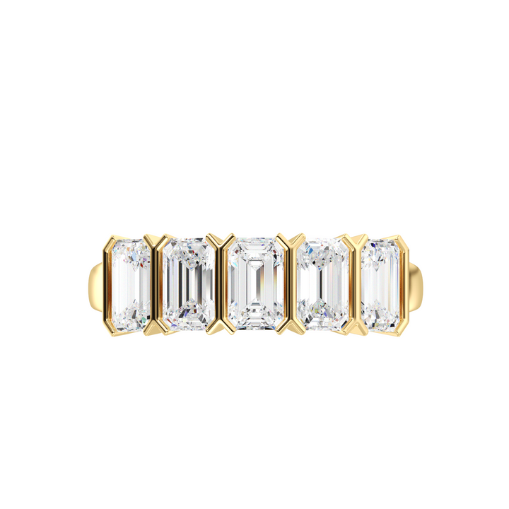 SGL Certified Emerald Cut Diamond Wedding Band in 18K Yellow Gold