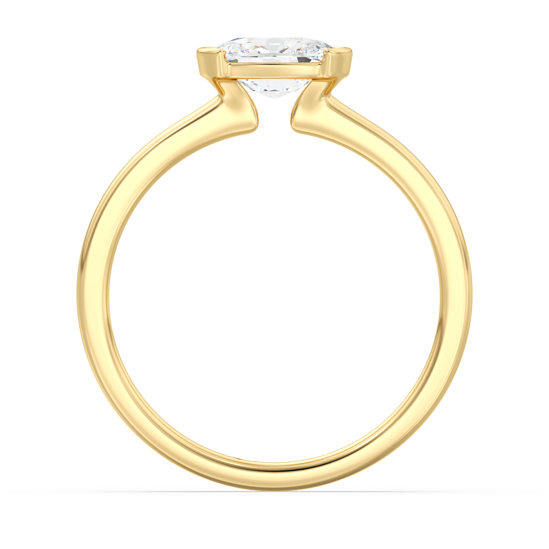 SGL Certified Oval Cut Diamond Bezel Solitaire Ring in Yellow Gold