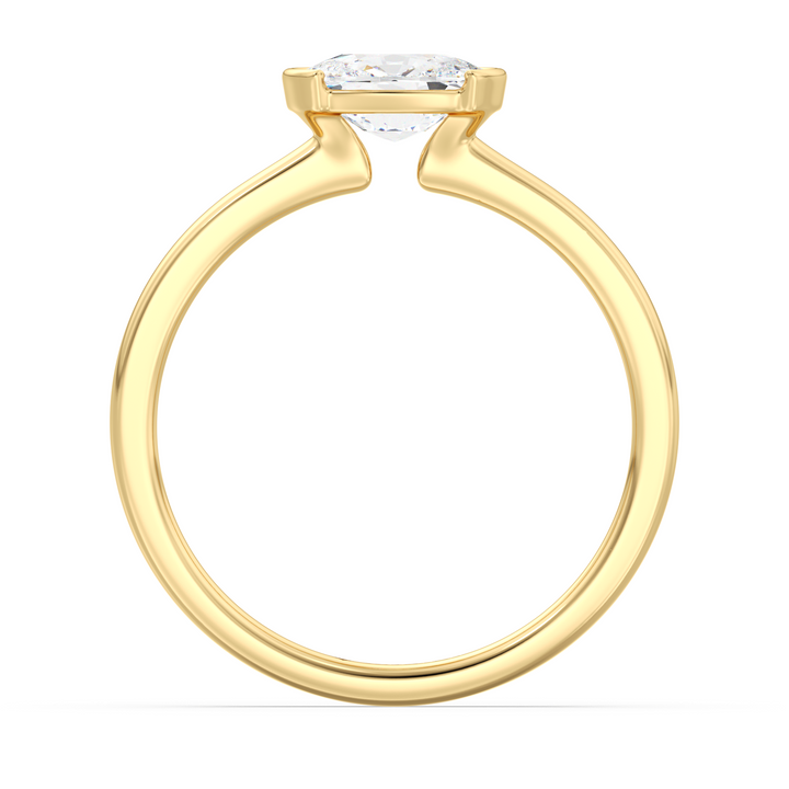 SGL Certified Oval Cut Diamond Bezel Solitaire Ring in Yellow Gold