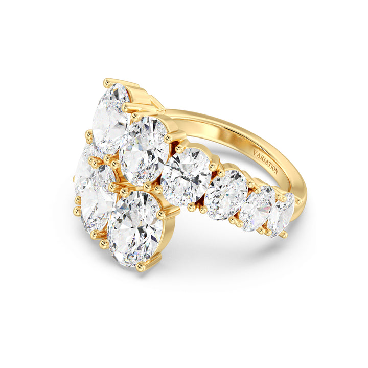 SGL Certified Oval Diamond Graduated Ring in Yellow Gold
