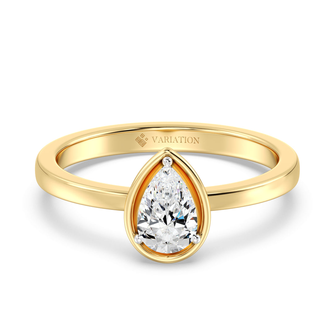 SGL Certified Pear Cut Diamond Solitaire Ring in 18K Yellow Gold