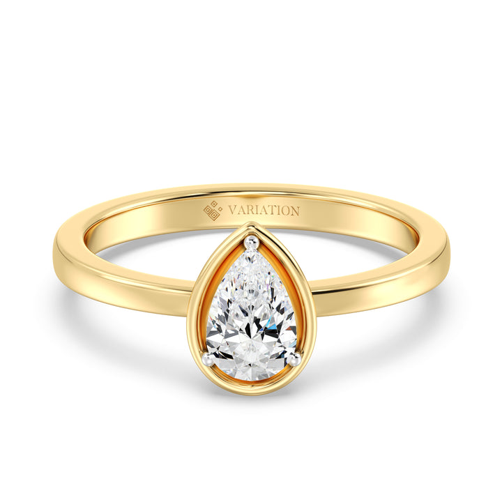 SGL Certified Pear Cut Diamond Solitaire Ring in 18K Yellow Gold
