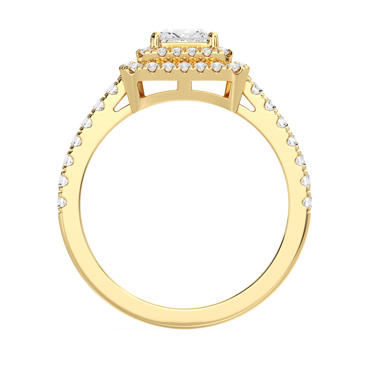 SGL Certified Princess Cut Lab Grown Diamond Ring in 18K Yellow Gold