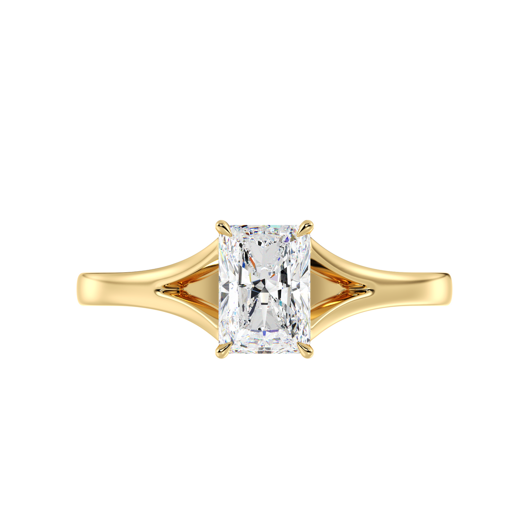 SGL Certified Radiant Cut Diamond Solitaire Ring in Yellow Gold