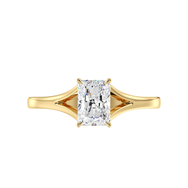 SGL Certified Radiant Cut Diamond Solitaire Ring in Yellow Gold