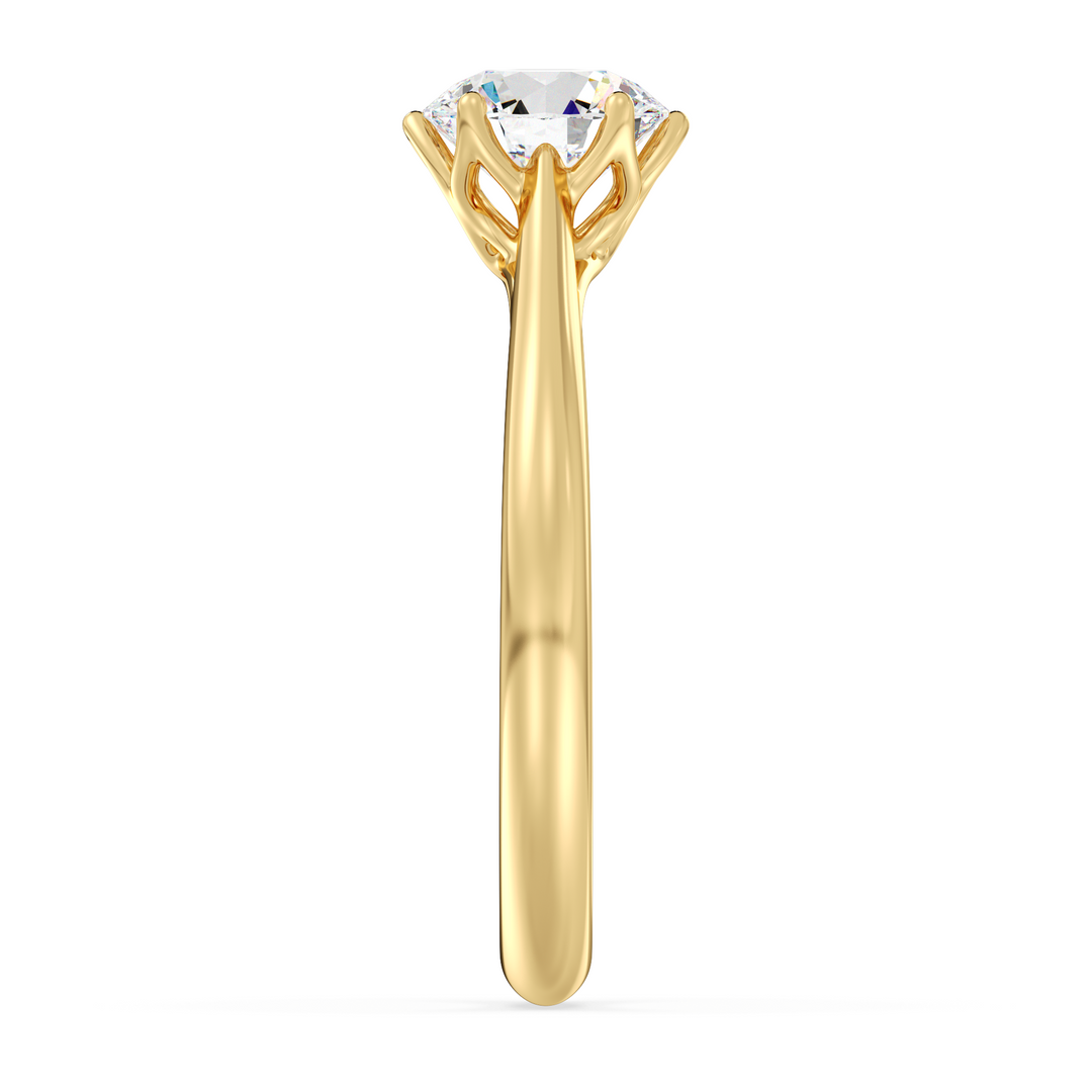 SGL Certified Round Brilliant Diamond Solitaire Ring in Yellow Gold
