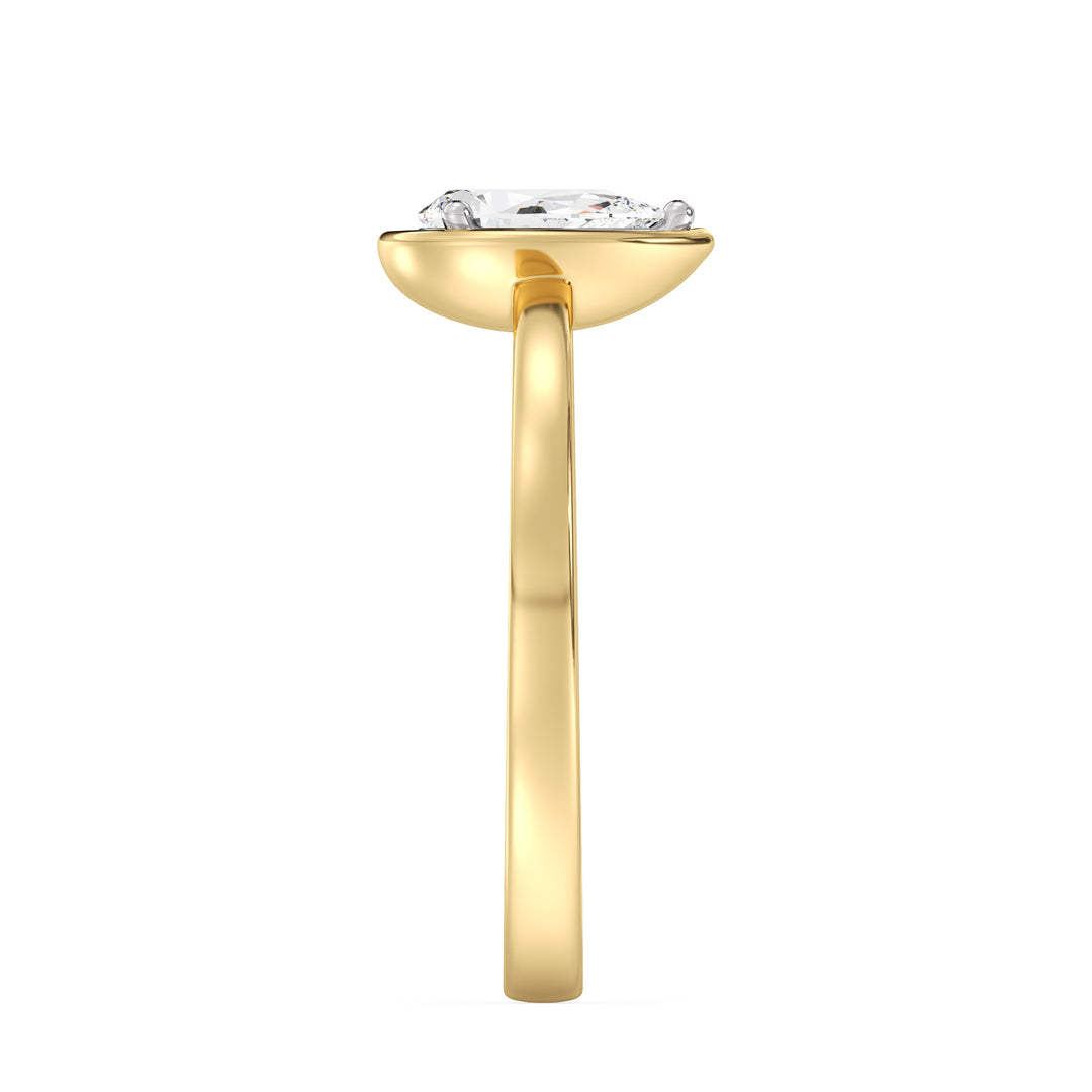 Teardrop Pear Lab Grown Diamond Ring in 18K Yellow Gold