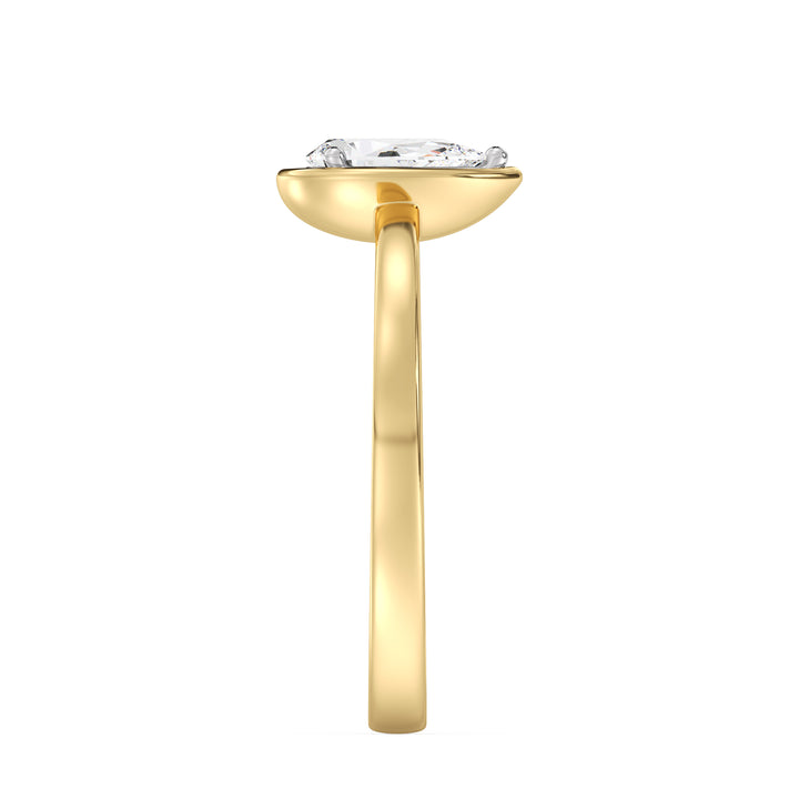 Teardrop Pear Lab Grown Diamond Ring in 18K Yellow Gold