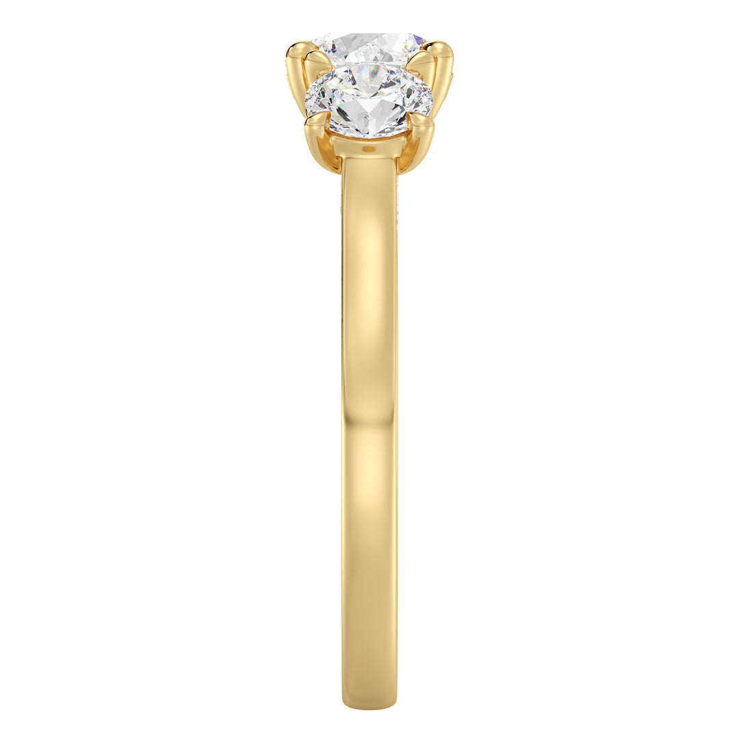 Three Stone Round Brilliant Diamond Engagement Ring in Yellow Gold