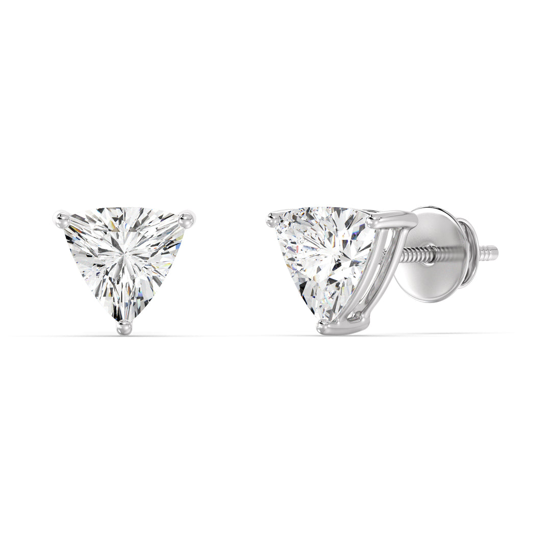 Trillion Cut Lab Grown Diamond Stud Earrings in 18K White Gold
