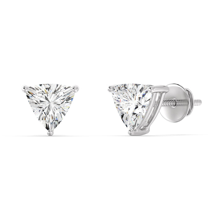 Trillion Cut Lab Grown Diamond Stud Earrings in 18K White Gold