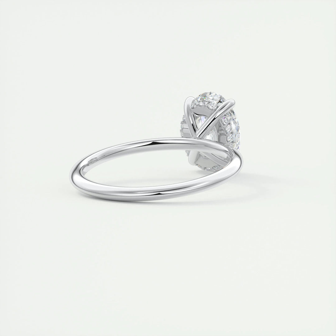 2ct Oval F- VS1 Diamond Hidden Halo Engagement Ring