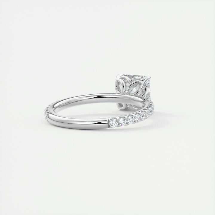 IGI CERTIFIED 2CT ASSCHER F-VS1 LAB-GROWN DIAMOND ENGAGEMENT RING WITH PAVÉ SETTING