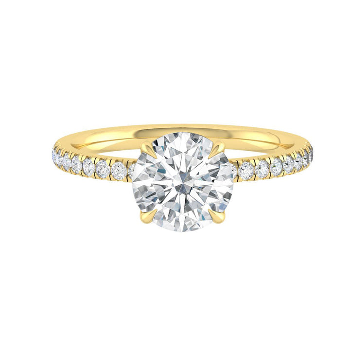 1.5 CT Round Cut Pave Moissanite Engagement Ring
