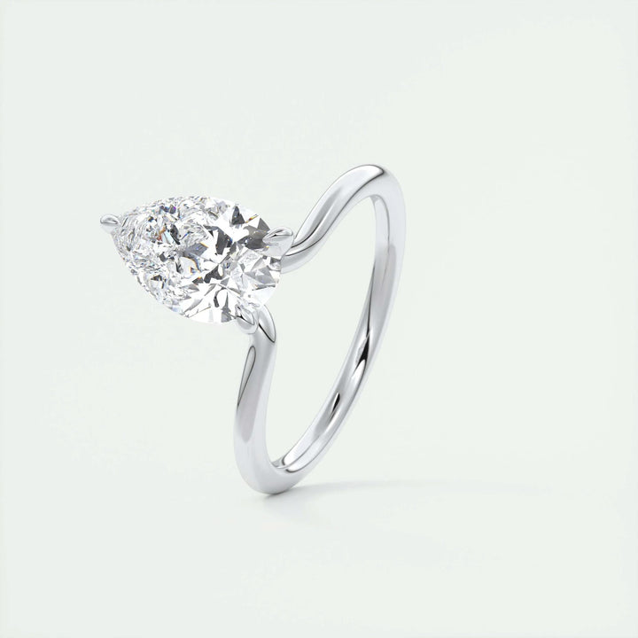 2ct Pear Shaped  Diamond Solitaire Engagement Ring With F- VS1 Clarity