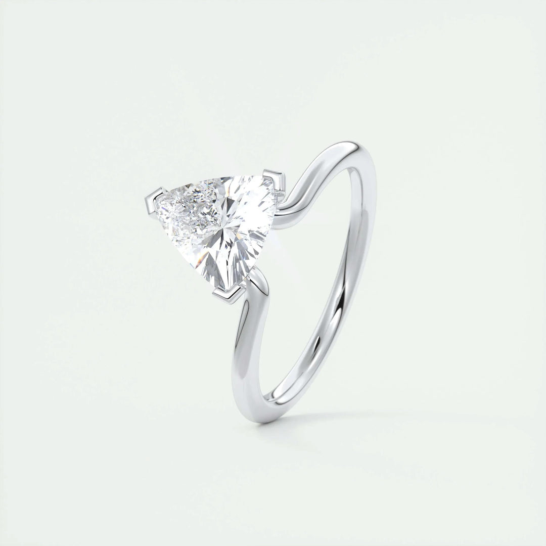 IGI Certified 1.5ct Trillion Cut F-VS1 Lab Grown Diamond Solitaire Engagement Ring in 14K or 18K Solid Gold