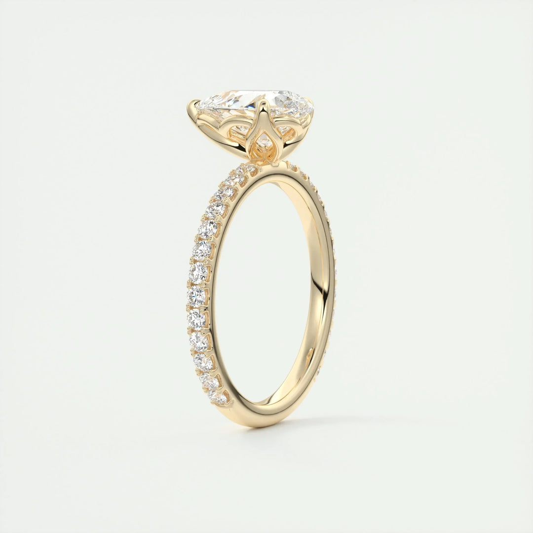 IGI Certified 2ct Pear F-VS1 Lab Grown Diamond Pave Engagement Ring in 14kt/18kt Gold
