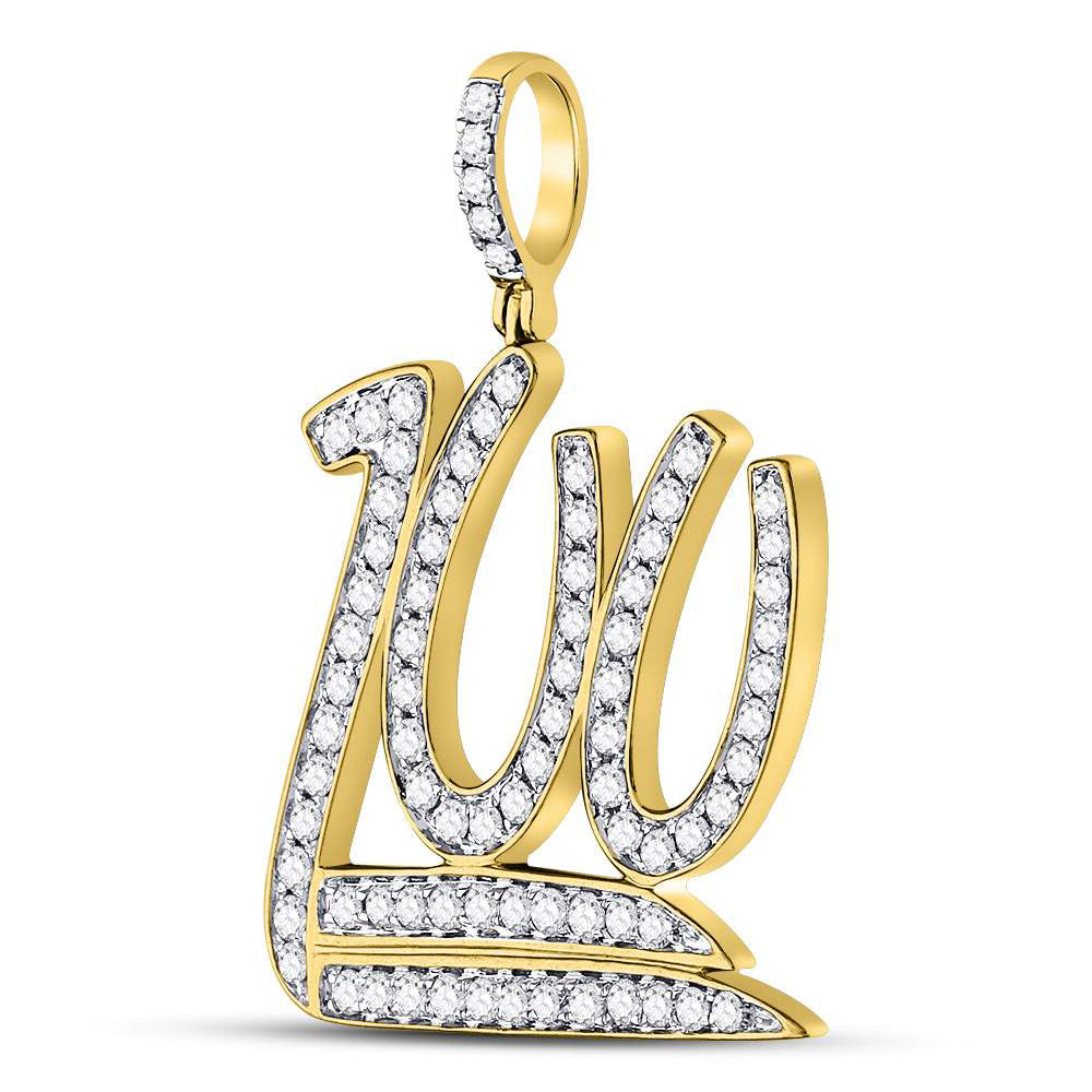 Luxurious 10K Gold 100 Emoji Charm Pendant with 1.25 Carats of Round Natural Diamonds for Men - High-End Jewelry for Stylish Men