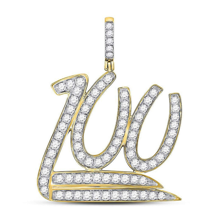 Luxurious 10K Gold 100 Emoji Charm Pendant with 1.25 Carats of Round Natural Diamonds for Men - A stunning men's pendant showcasing 1.25 carats of exquisite round natural diamonds set in 10K gold.