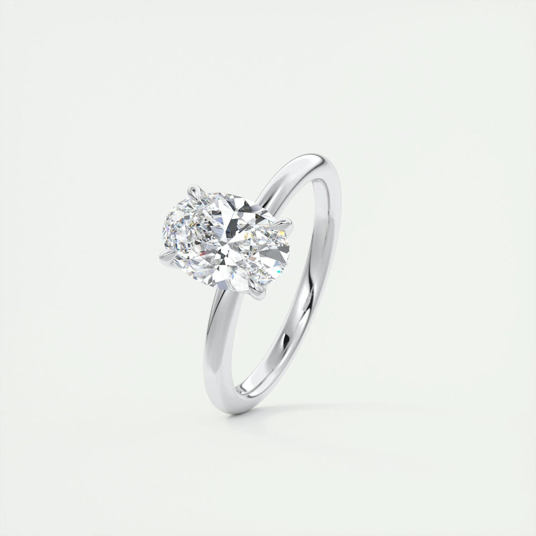 1.5ct Oval Shaped F- VS1 Diamond Solitaire Setting Engagement Ring