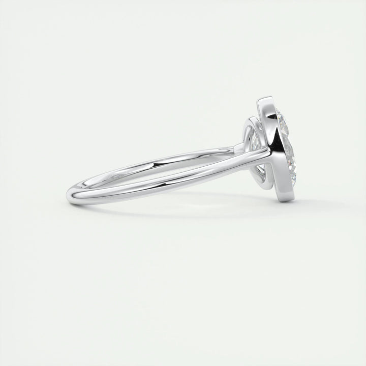 2ct Oval F- VS1 Diamond Solitaire Bezel Style Engagement Ring