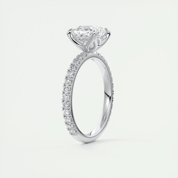 2ct Cushion F- VS1 Diamond Engagement Ring With Pave Setting