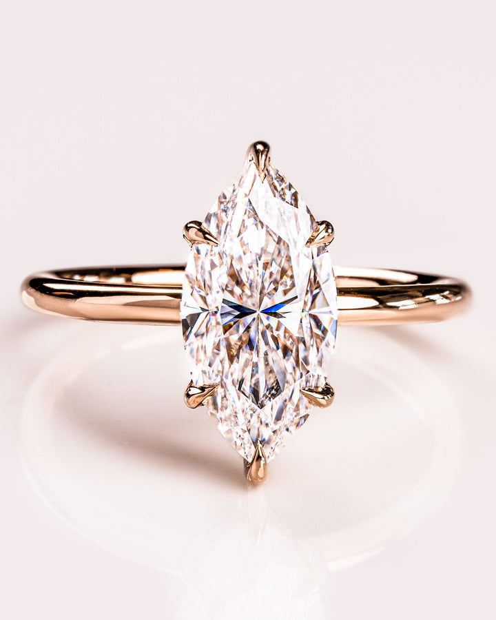 1.56 CT Marquise Cut Solitaire Moissanite Engagement Ring With Hidden Halo Setting