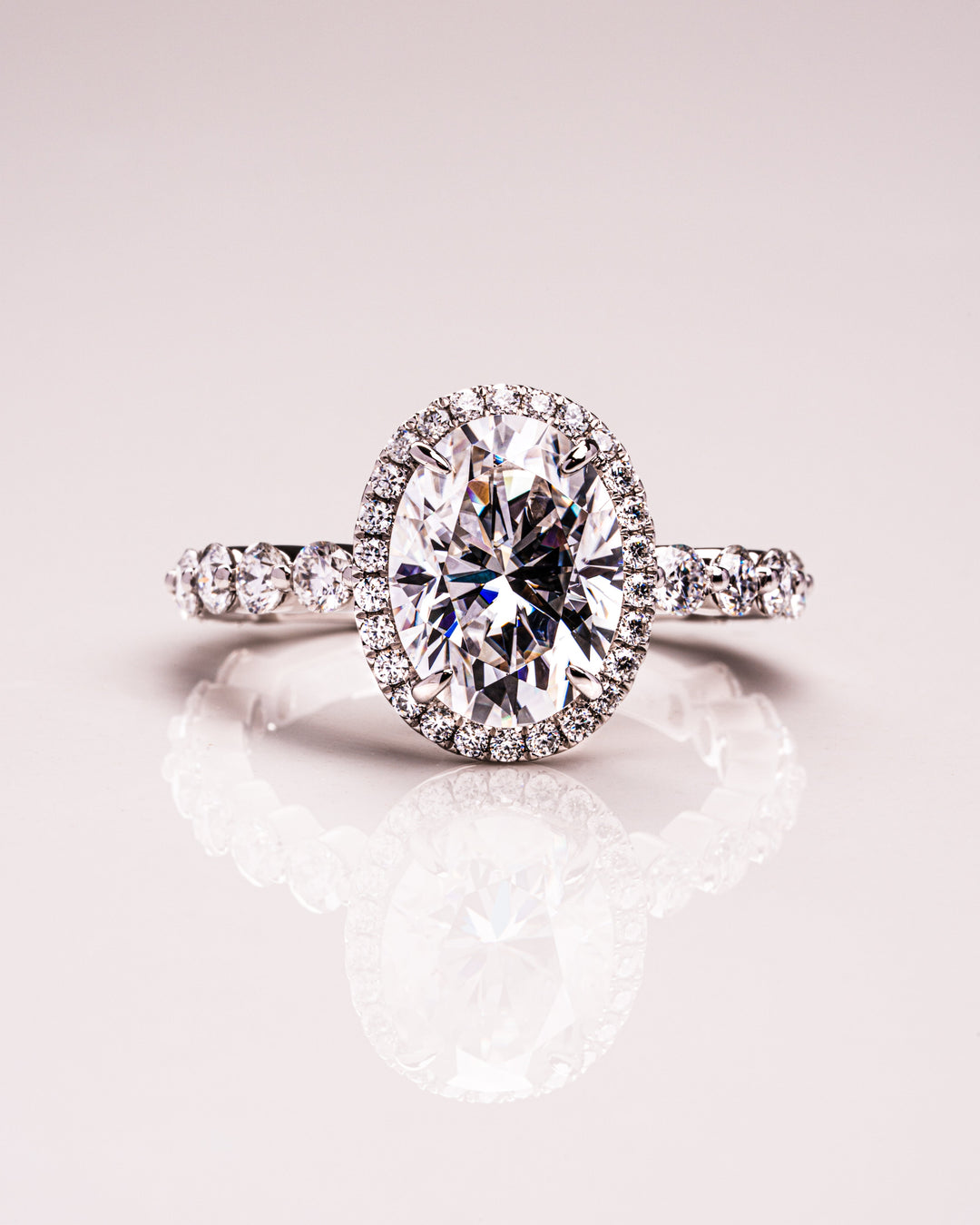4.22 CT Oval Halo Pave Moissanite Engagement Ring