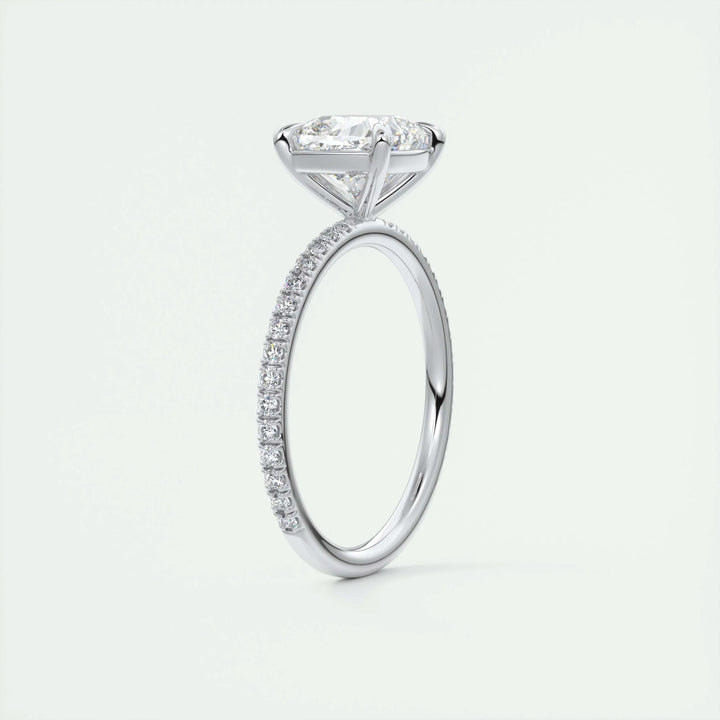Exquisite 2ct Cushion-Cut Lab Grown Diamond Engagement Ring in F Color, VS1 Clarity, Enhanced with Pave Setting - Available in 14K and 18K Solid Gold