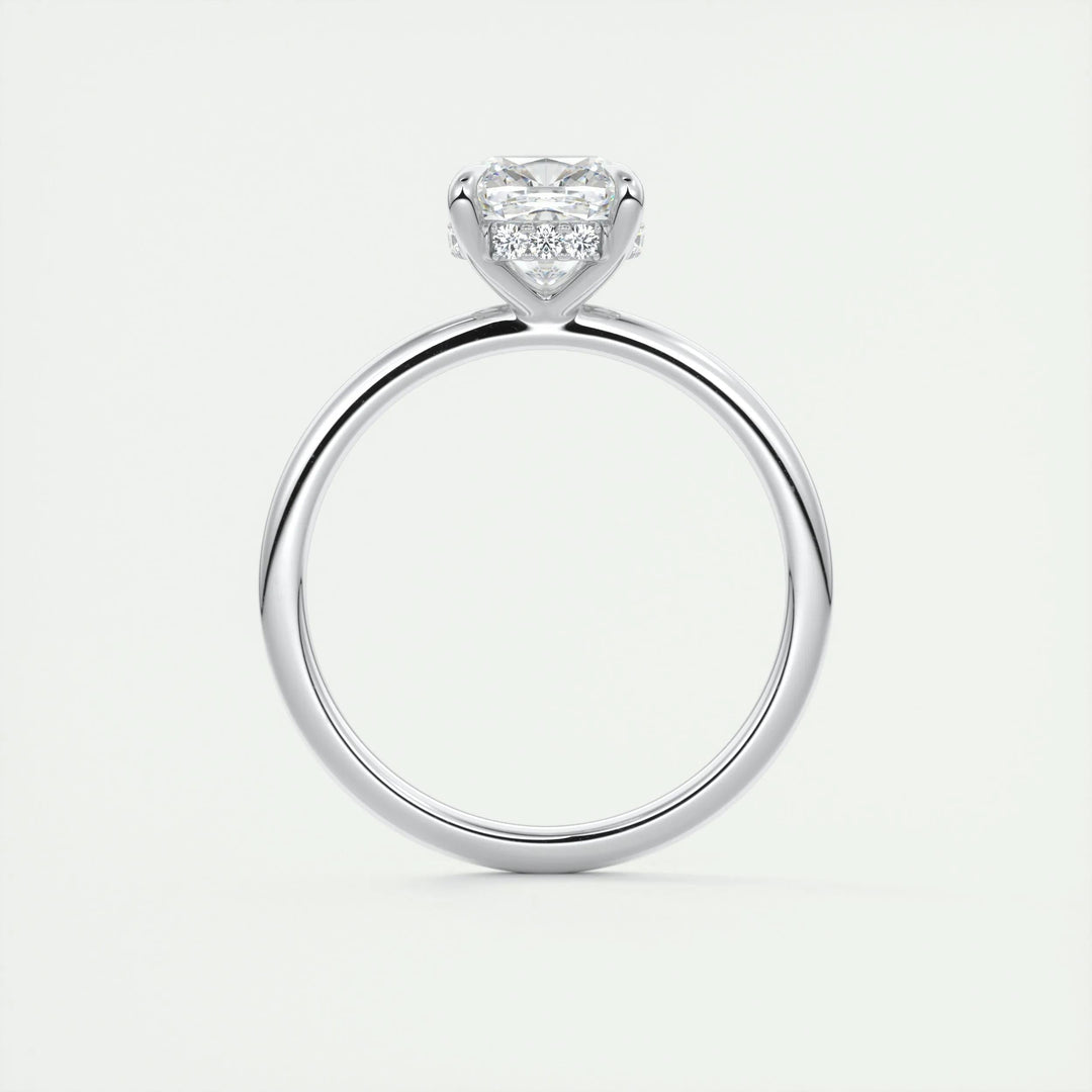 2ct Cushion F- VS1 Diamond Hidden Halo Engagement Ring