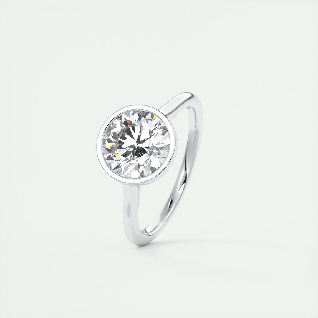 2ct Round F- VS1 Diamond Solitaire Bezel Engagement Ring
