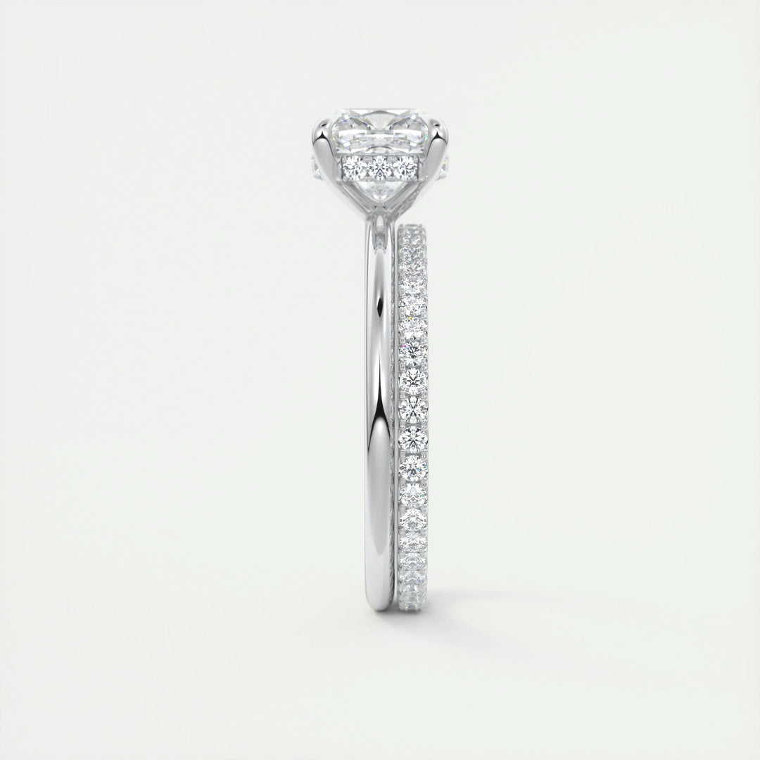 2ct Cushion F- VS1 Diamond Hidden Halo Engagement Ring