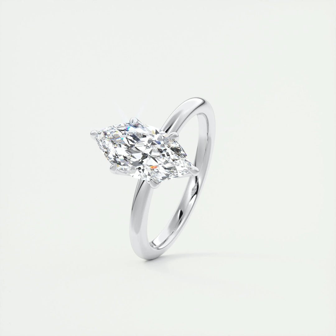 1.5ct Marquise Shaped F- VS1 Diamond Solitaire Setting Engagement Ring