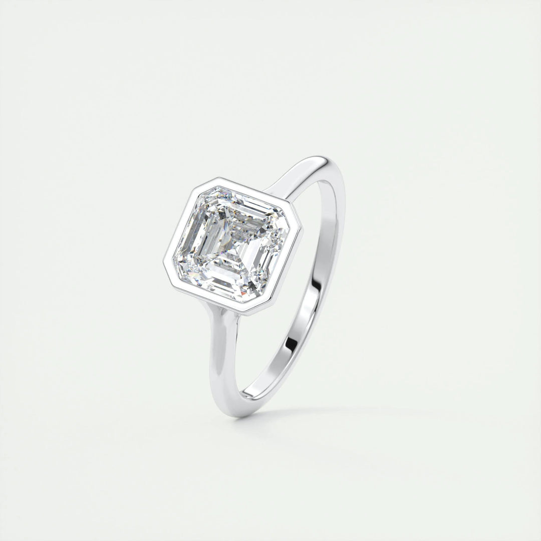 IGI Certified 2ct Asscher F-VS1 Lab-Grown Diamond Solitaire Engagement Ring in 14K and 18K Solid Gold