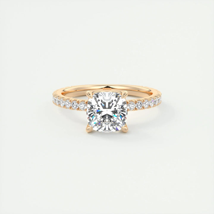 2ct Cushion F- VS1 Diamond Engagement Ring With Pave Setting