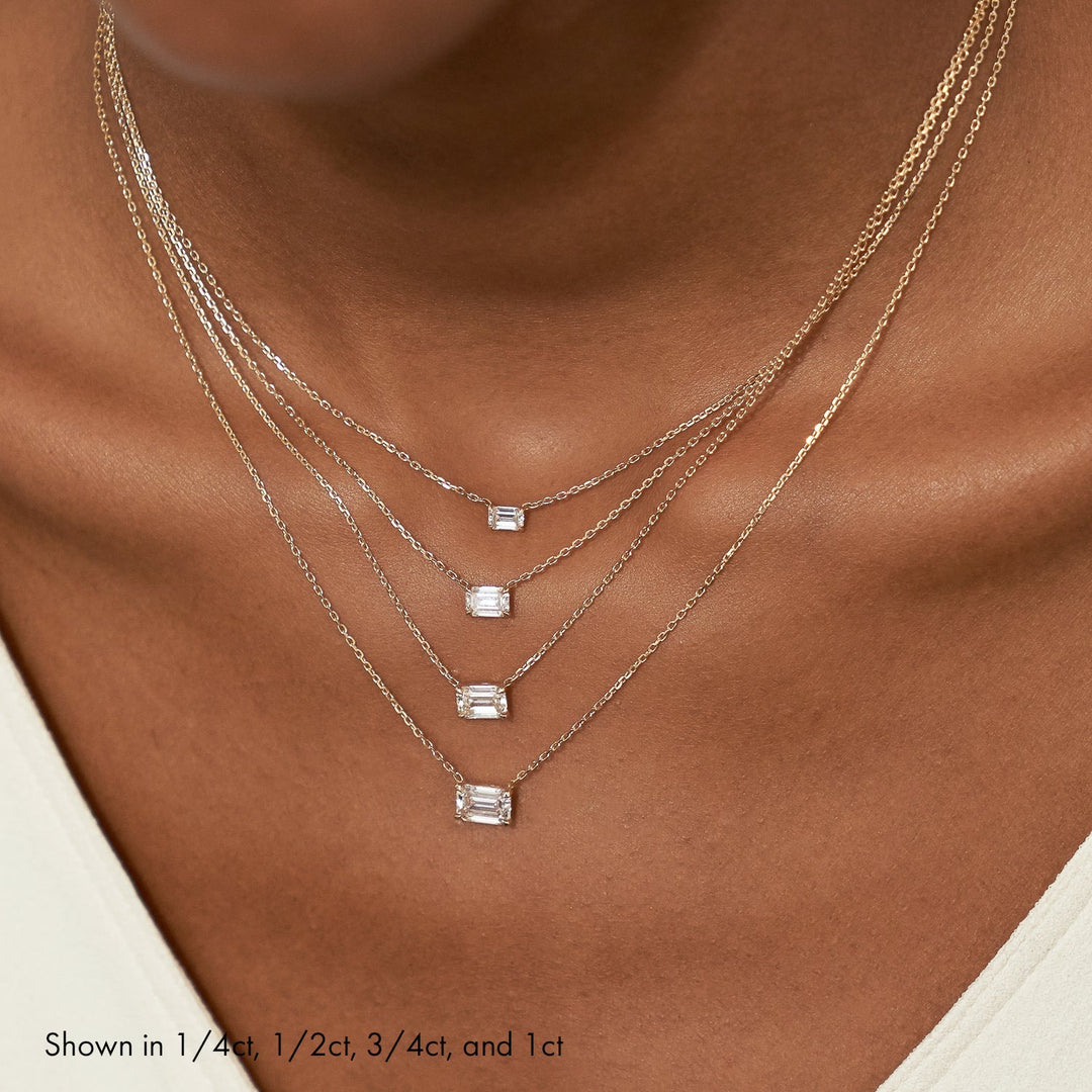 0.25 CT-1.0 CT Emerald Solitaire F/VS Lab Grown Diamond Necklace